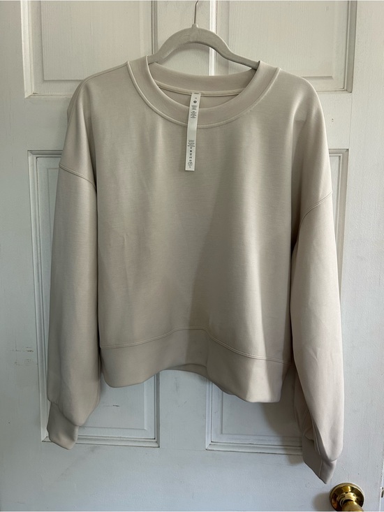 lululemon athletica Tops - lululemon perfectly oversized cropped crew softstreme with tag! oatmeal, size 10
